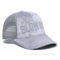 Groothandel suede geborduurde mesh trucker hoed